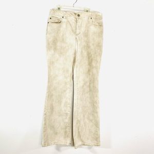 Chico's Platinum Denim Jeans Women's Size 5 Flare Tan Holiday Pants